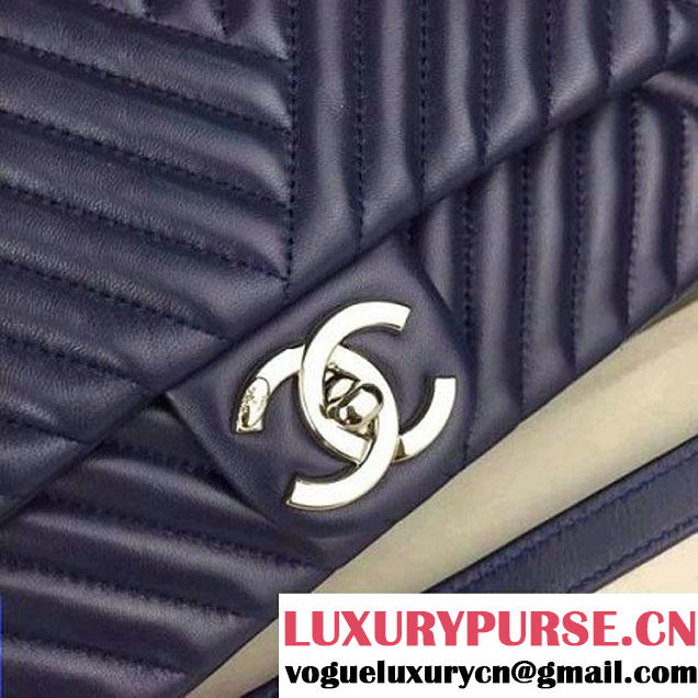 Chanel Medium Navy Quilted Lambskin Flap Bag Fall-Winter 2015/16 (2A058-102003 )