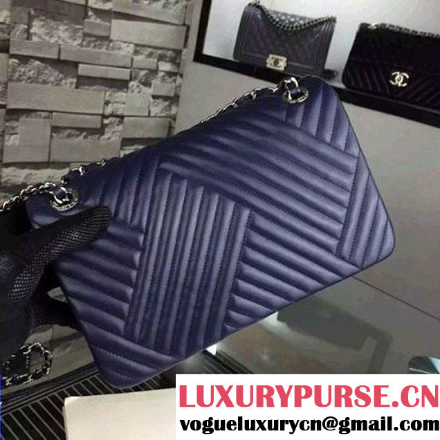 Chanel Medium Navy Quilted Lambskin Flap Bag Fall-Winter 2015/16 (2A058-102003 )