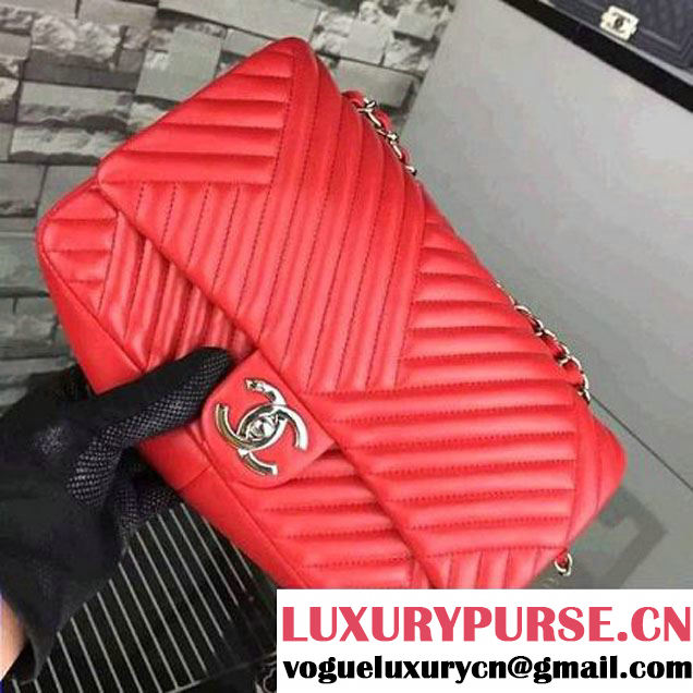 Chanel Medium Red Quilted Lambskin Flap Bag Fall-Winter 2015/16 (2A058-102004 )