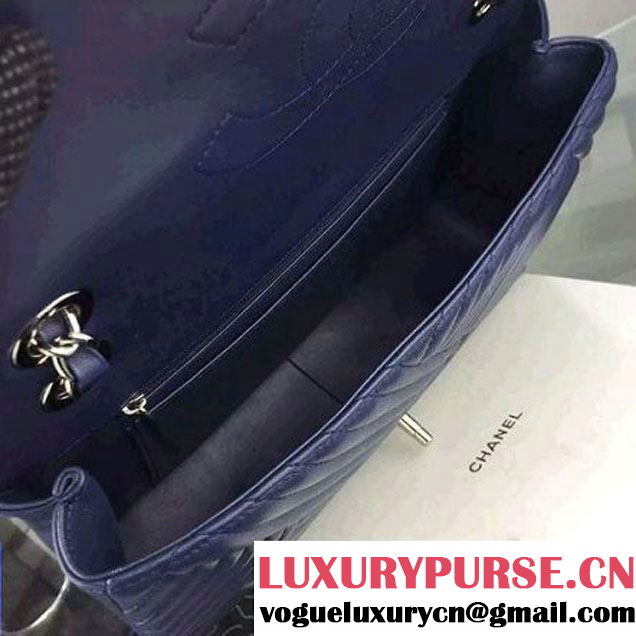 Chanel Large Navy Quilted Lambskin Flap Bag Fall-Winter 2015/16 (2A058-102005 )