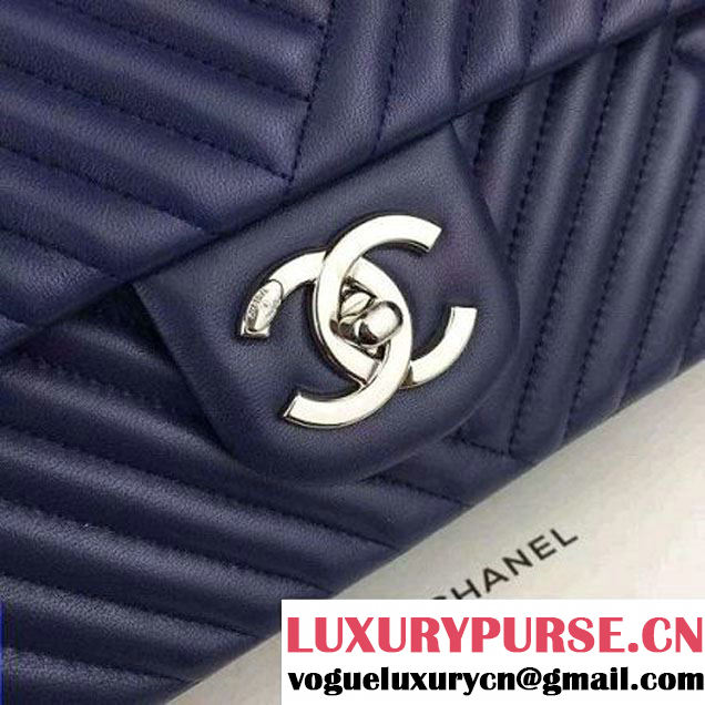Chanel Large Navy Quilted Lambskin Flap Bag Fall-Winter 2015/16 (2A058-102005 )