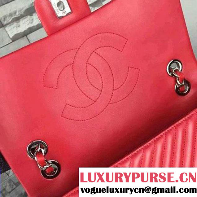 Chanel Large Red Quilted Lambskin Flap Bag Fall-Winter 2015/16 (2A058-102006 )