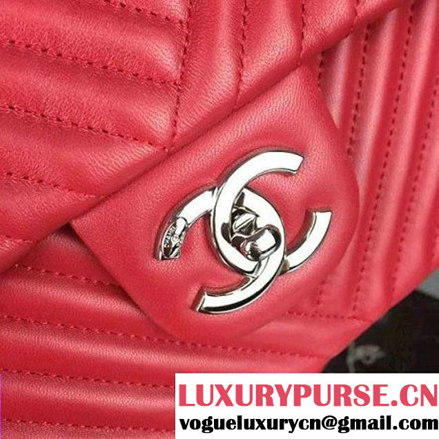 Chanel Large Red Quilted Lambskin Flap Bag Fall-Winter 2015/16 (2A058-102006 )