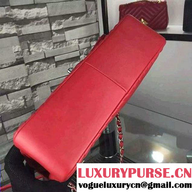 Chanel Large Red Quilted Lambskin Flap Bag Fall-Winter 2015/16 (2A058-102006 )