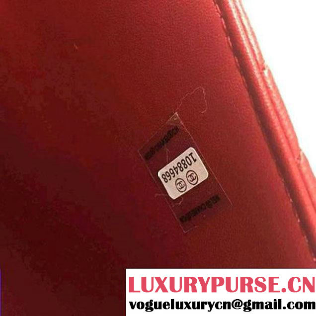 Chanel Large Red Quilted Lambskin Flap Bag Fall-Winter 2015/16 (2A058-102006 )