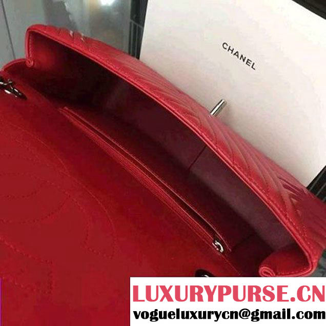 Chanel Large Red Quilted Lambskin Flap Bag Fall-Winter 2015/16 (2A058-102006 )