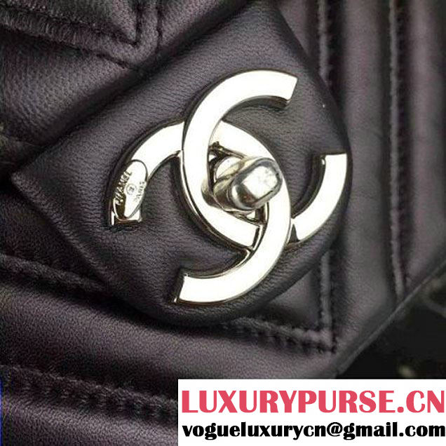 Chanel Black Lambskin Medium Chevron Quilting Flap Bag F/W 2015 (2A058-102009 )