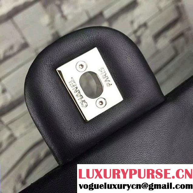 Chanel Black Lambskin Medium Chevron Quilting Flap Bag F/W 2015 (2A058-102009 )