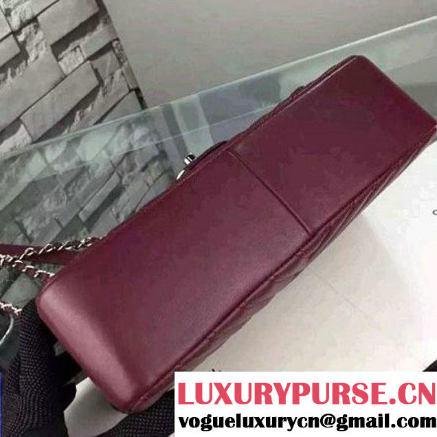 Chanel Burgundy Lambskin Medium Chevron Quilting Flap Bag F/W 2015 (2A058-102010 )