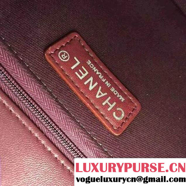 Chanel Burgundy Lambskin Medium Chevron Quilting Flap Bag F/W 2015 (2A058-102010 )