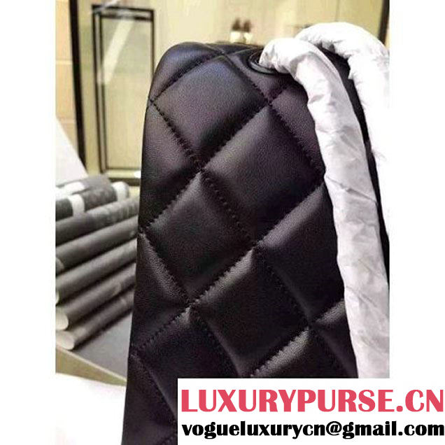 Chanel Maxi So Black Lambskin Classic Double Flap Bag(Black Hardware) (1a099-111131 )