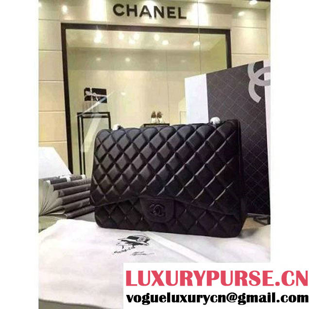 Chanel Maxi So Black Lambskin Classic Double Flap Bag(Black Hardware) (1a099-111131 )