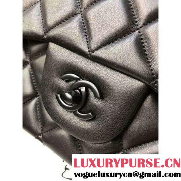 Chanel Maxi So Black Lambskin Classic Double Flap Bag(Black Hardware) (1a099-111131 )