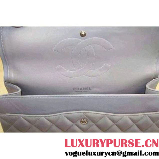 Chanel Maxi Lambskin Classic Double Flap Bag in Grey(Silver Hardware) (V-111647 )