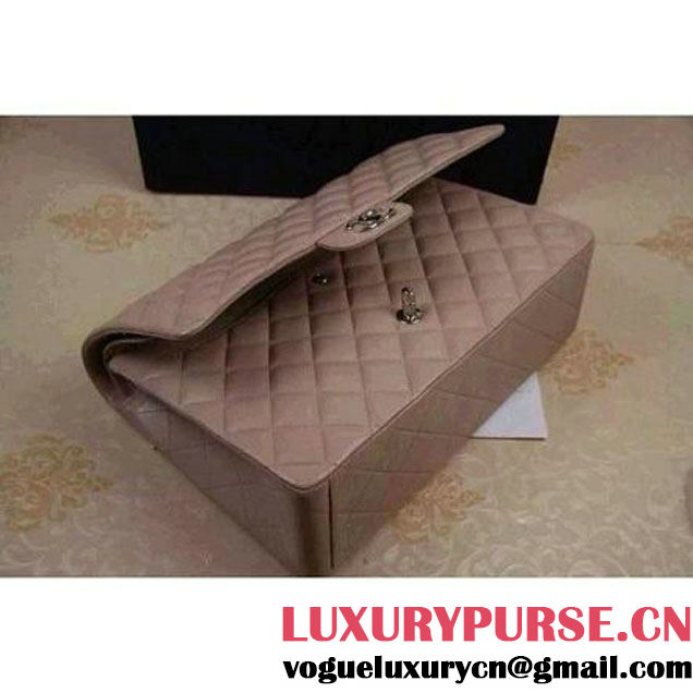 Chanel Maxi Lambskin Classic Double Flap Bag in Light Apricot (Silver Hardware) (V-111648 )
