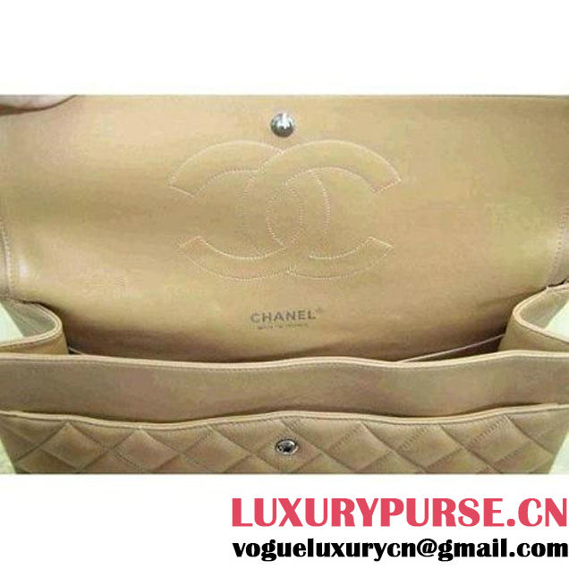 Chanel Maxi Lambskin Classic Double Flap Bag in Deep Apricot (Silver Hardware) (V-111649 )