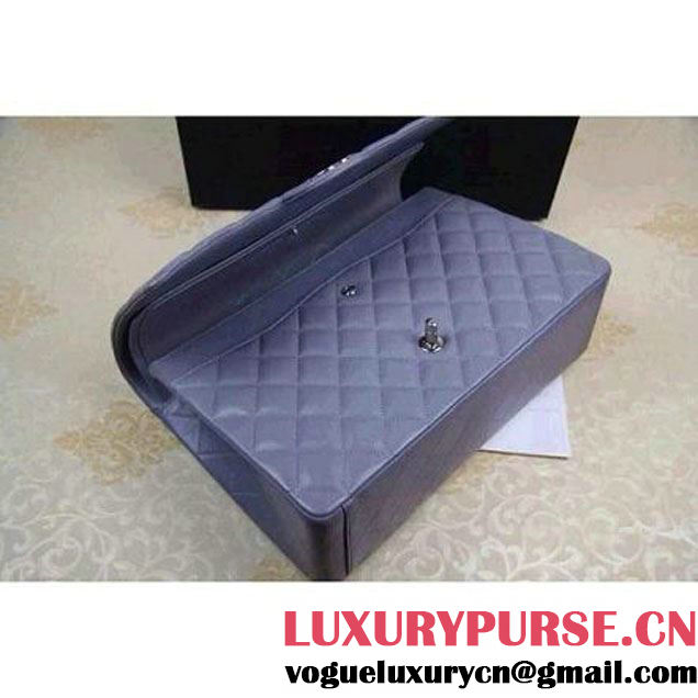 Chanel Maxi Lambskin Classic Double Flap Bag in Grey (Silver Hardware) (V-111651 )