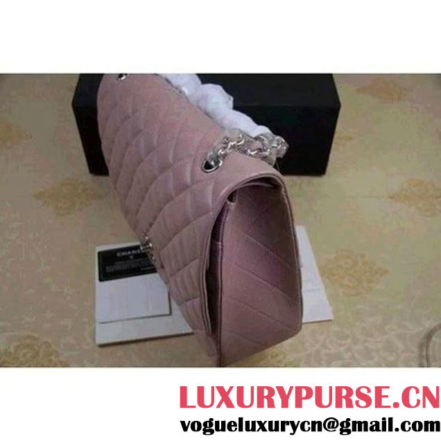 Chanel Maxi Lambskin Classic Double Flap Bag in Light Pink (Silver Hardware) (V-111654 )