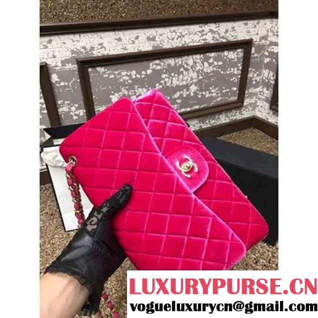 Chanel Velvet Classics A1113 Jumbo Flap Bag Rosy (Gold Hardware) (MC-112031 )