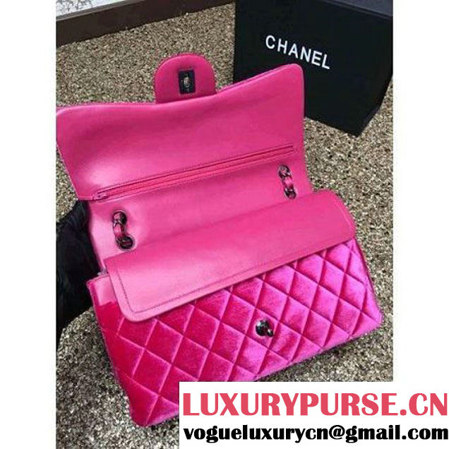 Chanel Velvet Classics A1113 Jumbo Flap Bag Rosy (Black Hardware) (MC-112032 )