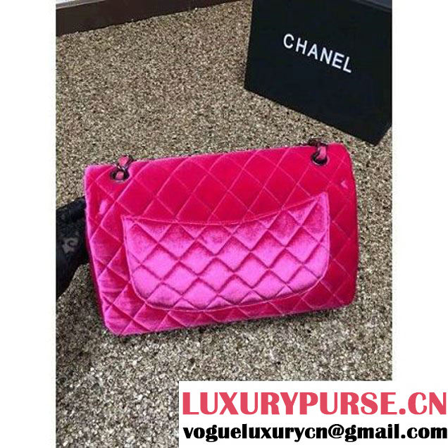 Chanel Velvet Classics A1113 Jumbo Flap Bag Rosy (Black Hardware) (MC-112032 )