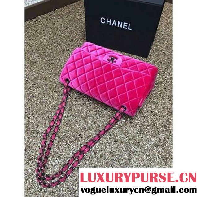 Chanel Velvet Classics A1113 Jumbo Flap Bag Rosy (Black Hardware) (MC-112032 )