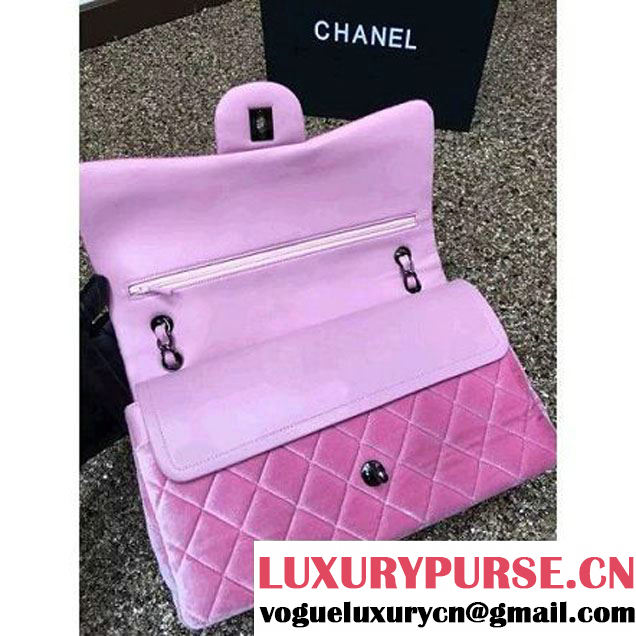 Chanel Velvet Classics A1113 Jumbo Flap Bag Pink (Black Hardware) (MC-112034 )