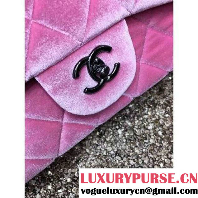 Chanel Velvet Classics A1113 Jumbo Flap Bag Pink (Black Hardware) (MC-112034 )