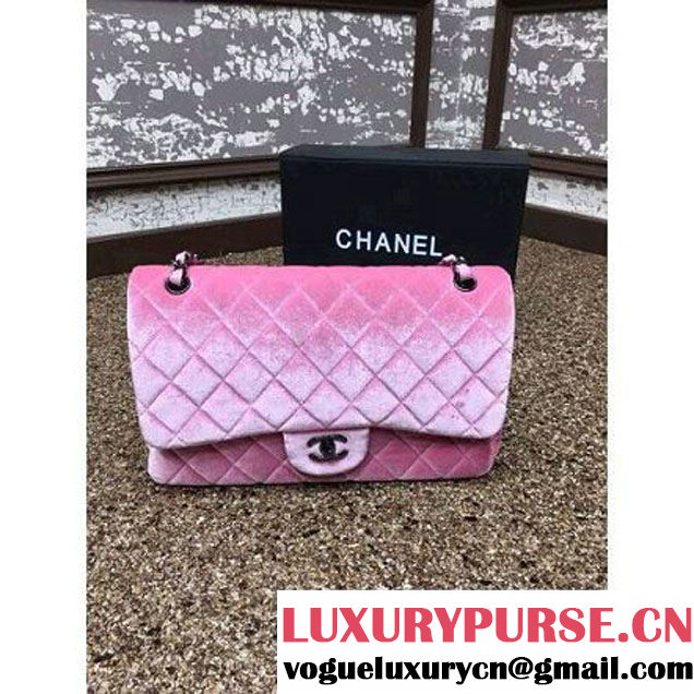 Chanel Velvet Classics A1113 Jumbo Flap Bag Pink (Black Hardware) (MC-112034 )