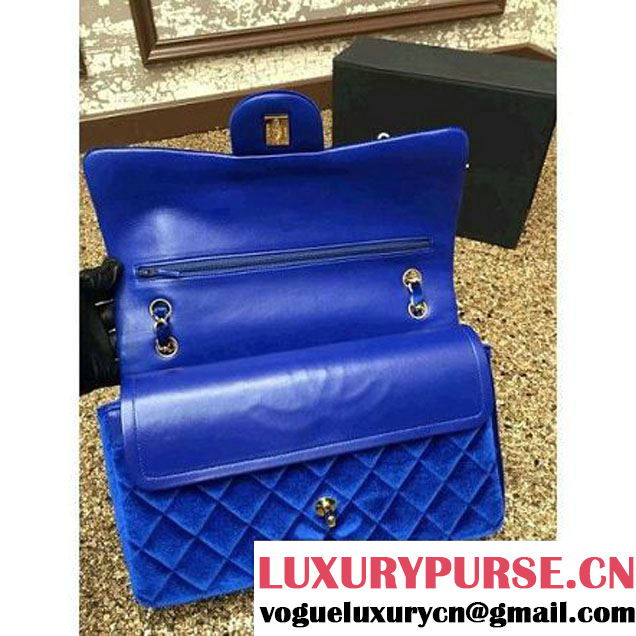 Chanel Velvet Classics A1113 Jumbo Flap Bag Royal Blue (Gold Hardware) (MC-112035 )