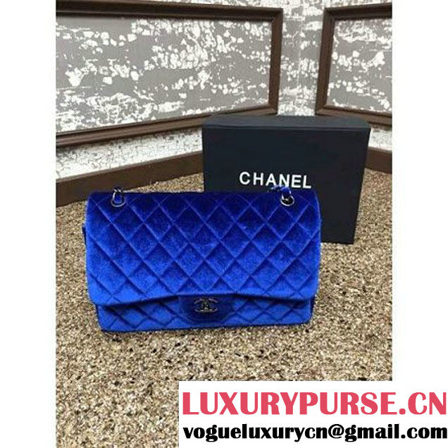 Chanel Velvet Classics A1113 Jumbo Flap Bag Royal Blue (Gold Hardware) (MC-112035 )