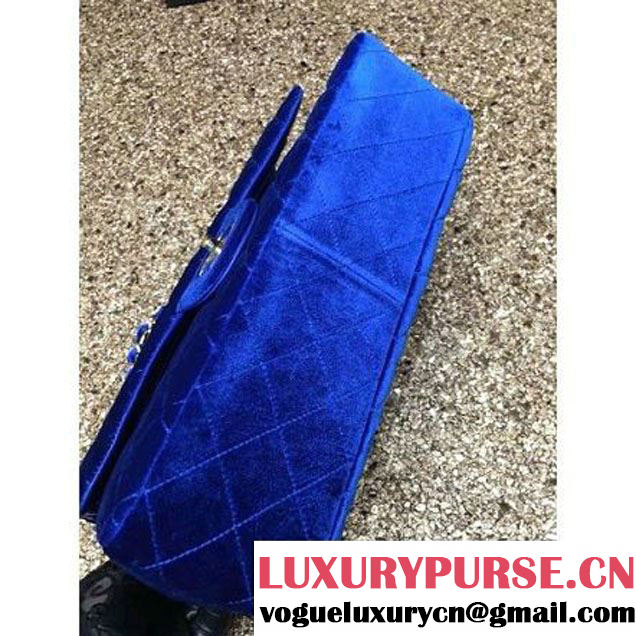 Chanel Velvet Classics A1113 Jumbo Flap Bag Royal Blue (Gold Hardware) (MC-112035 )