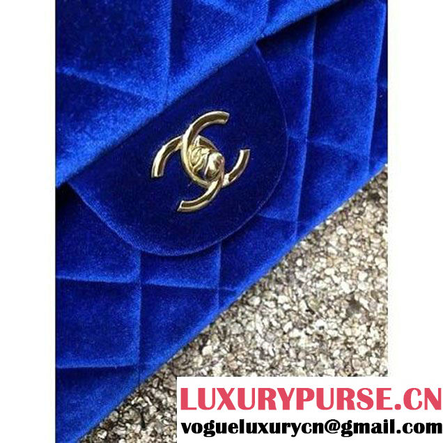 Chanel Velvet Classics A1113 Jumbo Flap Bag Royal Blue (Gold Hardware) (MC-112035 )