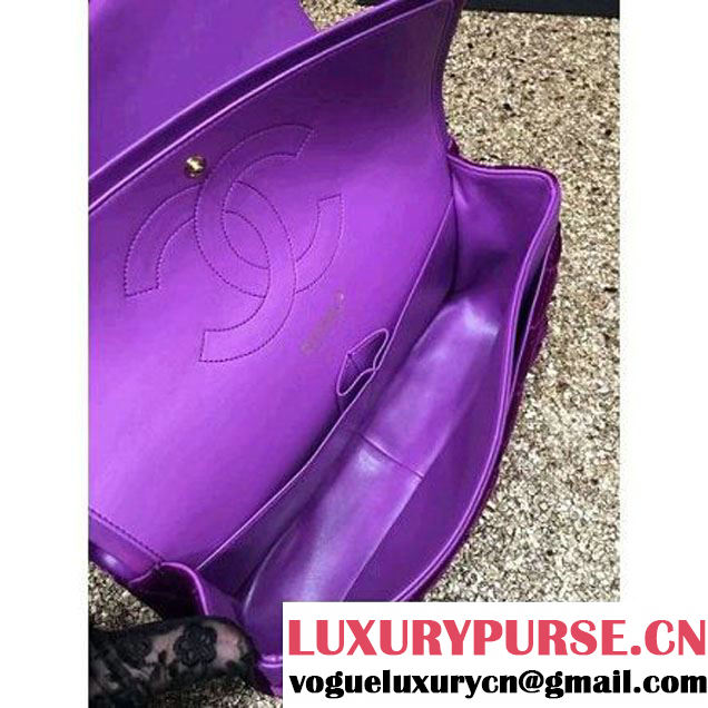 Chanel Velvet Classics A1113 Jumbo Flap Bag Purple (Gold Hardware) (MC-112037 )