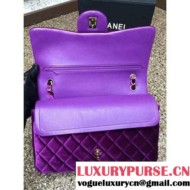 Chanel Velvet Classics A1113 Jumbo Flap Bag Purple (Gold Hardware) (MC-112037 )