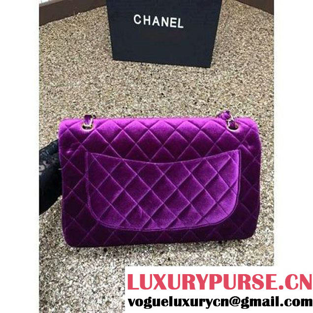 Chanel Velvet Classics A1113 Jumbo Flap Bag Purple (Gold Hardware) (MC-112037 )