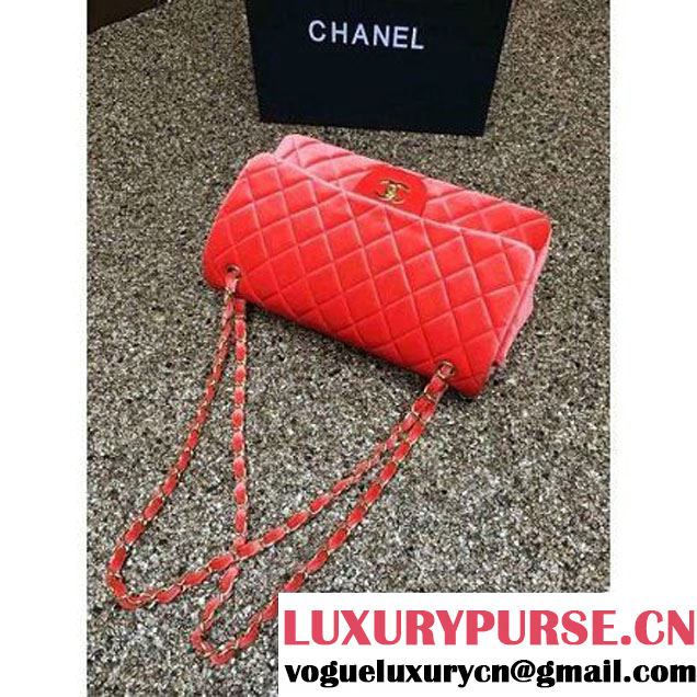 Chanel Velvet Classics A1113 Jumbo Flap Bag Orange (Gold Hardware) (MC-112039 )
