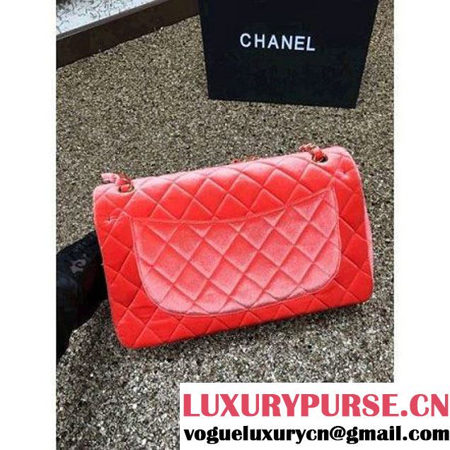 Chanel Velvet Classics A1113 Jumbo Flap Bag Orange (Gold Hardware) (MC-112039 )