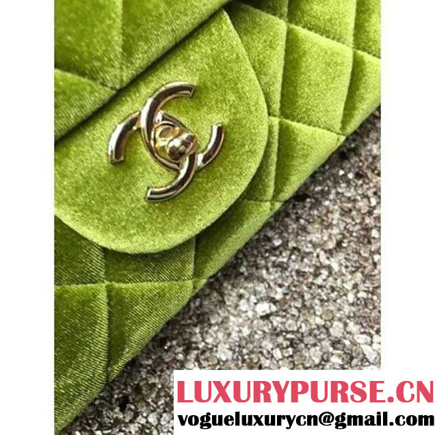 Chanel Velvet Classics A1113 Jumbo Flap Bag Grassy (Gold Hardware) (MC-112044 )
