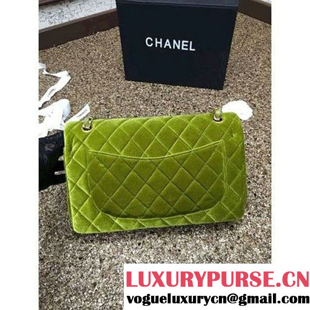 Chanel Velvet Classics A1113 Jumbo Flap Bag Grassy (Gold Hardware) (MC-112044 )