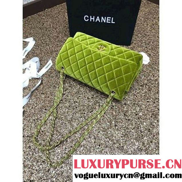 Chanel Velvet Classics A1113 Jumbo Flap Bag Grassy (Gold Hardware) (MC-112044 )