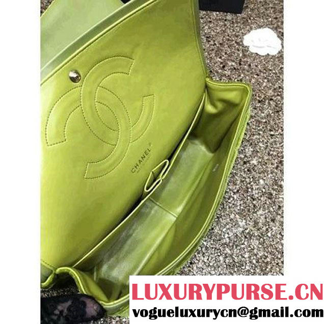 Chanel Velvet Classics A1113 Jumbo Flap Bag Grassy (Gold Hardware) (MC-112044 )