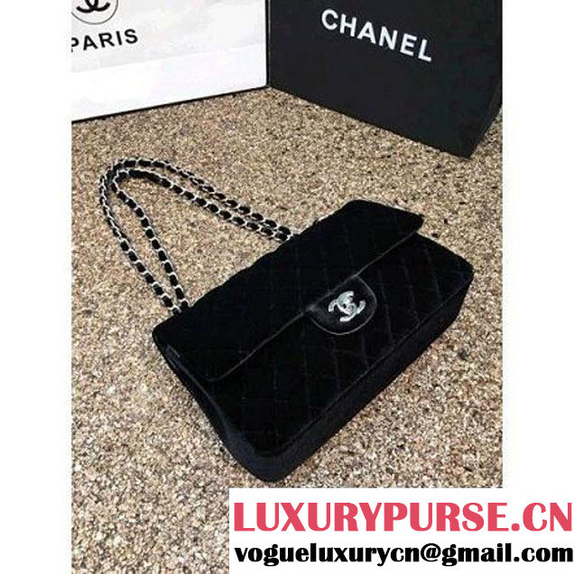 Chanel Velvet Classic Regular A1112 Flap Bag Black (Silver Hardware) (MC-112045 )
