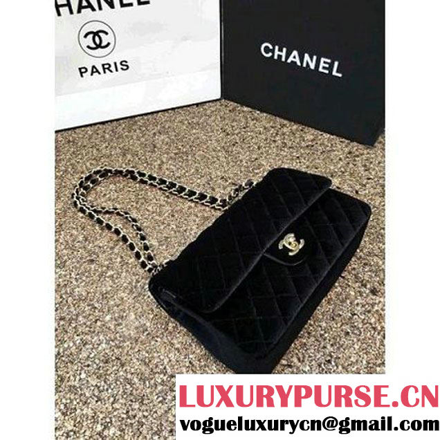 Chanel Velvet Classic Regular A1112 Flap Bag Black (Gold Hardware) (MC-112046 )