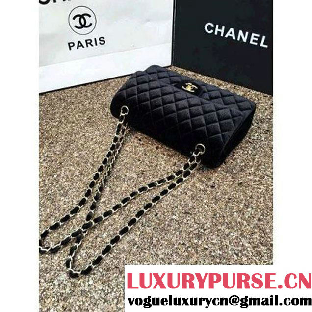 Chanel Velvet Classic Regular A1112 Flap Bag Black (Gold Hardware) (MC-112046 )