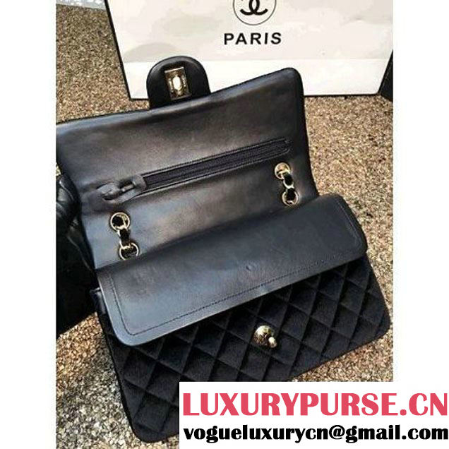 Chanel Velvet Classic Regular A1112 Flap Bag Black (Gold Hardware) (MC-112046 )