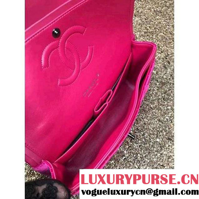 Chanel Velvet Classic Regular A1112 Flap Bag Rosy (Black Hardware) (MC-112047 )