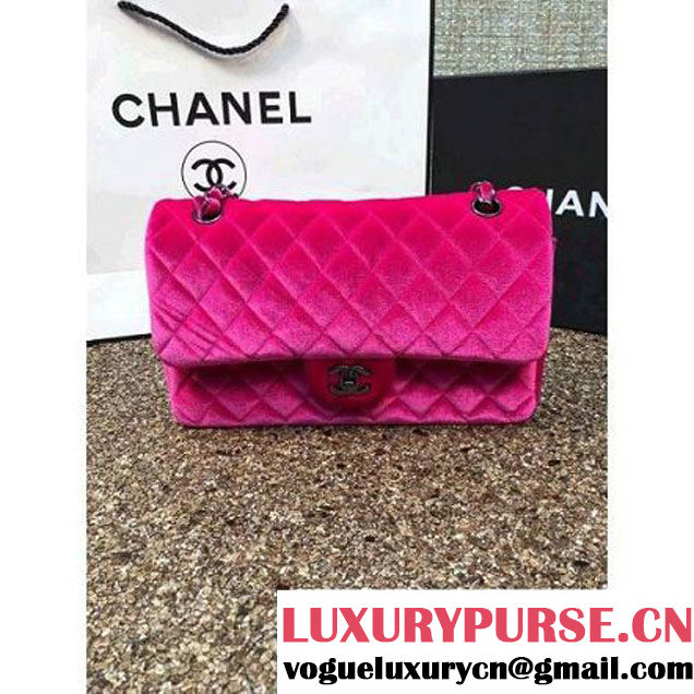 Chanel Velvet Classic Regular A1112 Flap Bag Rosy (Black Hardware) (MC-112047 )