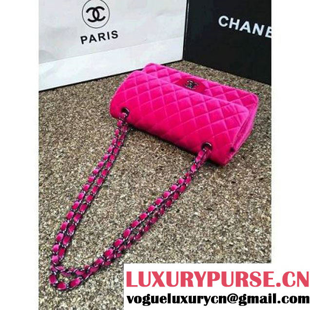 Chanel Velvet Classic Regular A1112 Flap Bag Rosy (Black Hardware) (MC-112047 )
