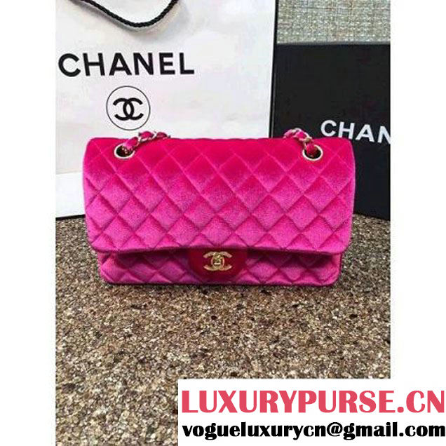 Chanel Velvet Classic Regular A1112 Flap Bag Rosy (Gold Hardware) (MC-112048 )